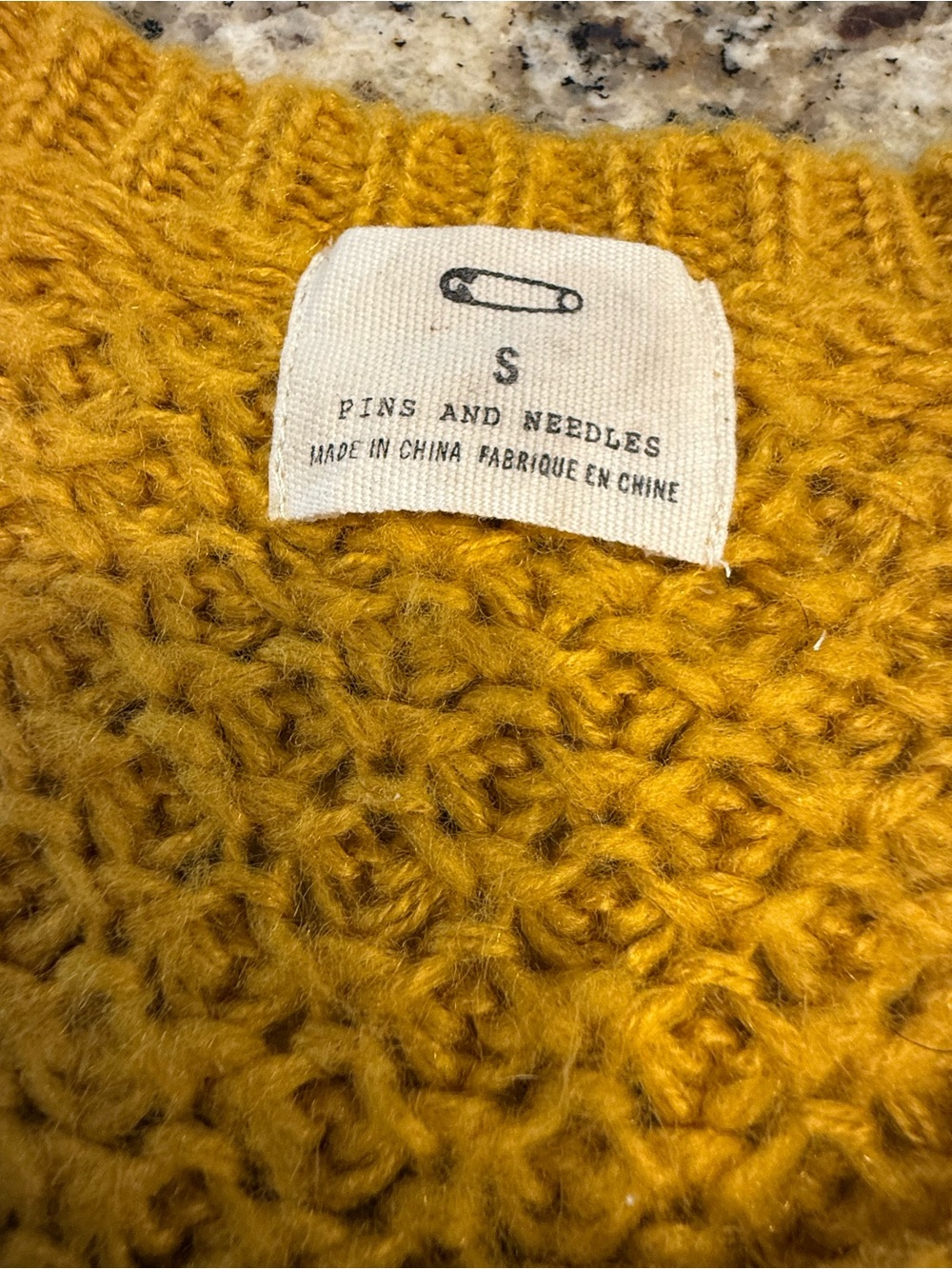 Pins and Needles mustard yellow cable knit pom pom sweater SM - Picture 6 of 13